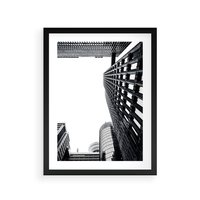 Plakat w ramie 30x40 - Monochromatyczna Sceneria Wieżowców - architektura, wieżowce - rama czarna