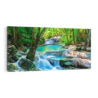 Obraz na płótnie 100x50 - Magia w lesie nad rzeką - wodospad, rzeka