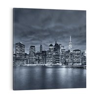 Obraz na płótnie 50x50 - Miejskie Migawki - noc, NY