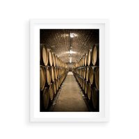 Plakat w ramie 50x70 - Winniczka - winnica, beczki - rama biała