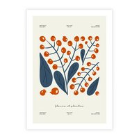 Plakat bez ramy 21x30 - Minimalistyczna Uroda Jarzębin - jarzębiny, niebieskie liście