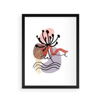 Plakat w ramie 30x40 - Migocące Odsłony - abstrakcyjna sztuka, liść dmuchawiec - rama czarna