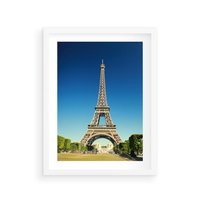 Plakat w ramie 30x40 - Ikoniczny symbol miasta - wieża, Eiffla - rama biała