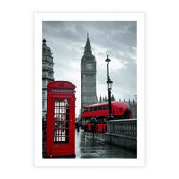 Plakat bez ramy 21x30 - Uliczka z charakterystyczną budką w Londynie - Londyn, budka