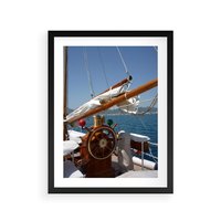 Plakat w ramie 40x50 - Podróż Morska - statek, ster - rama czarna