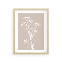Plakat w ramie 40x50 - Harmonijne Mini Boho - minimalistyczny delikatny obraz, beżowe odcienie - rama drewno