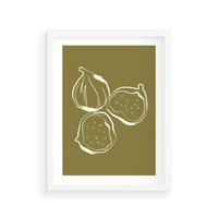 Plakat w ramie 50x70 - Podróżne Barwy - figi, minimalistyczny styl - rama biała