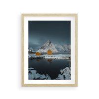 Plakat w ramie 30x40 - Minimalizm i Urok Natury - skandynawskie, domki - rama drewno