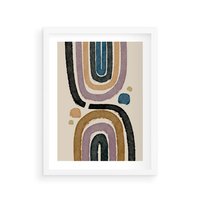 Plakat w ramie 40x50 - Taniec Przenikających Kształtów - abstrakcyjne tęcze, kompozycja - rama biała
