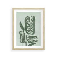 Plakat w ramie 40x50 - Nurtująca Zieleń - abstrakcyjny zielony motyw, skandynawski design - rama drewno
