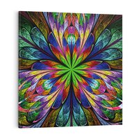 Obraz na płótnie 40x40 - Witrażowa magia na płótnie - witraż, sztuka