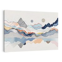 Obraz na płótnie 120x80 - Dynamiczne Góry - akwarelowe graficzne góry, krajobraz