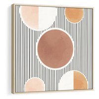 Obraz w ramie 50x50 - Rozplątane Granice - abstrakacyjna nowoczesna sztuka, koła okręgi - rama drewno