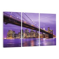 Obraz na płótnie 120x80 - Nocny Spacer po Moście Manhattan - most, Nowy Jork