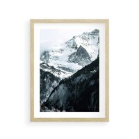 Plakat w ramie 30x40 - Góry w Zimowym Uścisku - góry, ośnieżone szczyty - rama drewno