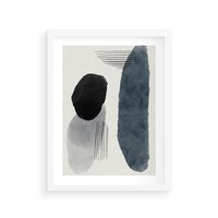 Plakat w ramie 30x40 - Abstrakcyjna Gra Szarości - abstrakcyjna grafika, akwarela - rama biała