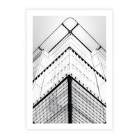 Plakat bez ramy 50x70 - Elegancja Współczesnej Architektury: Wieżowiec w Monochromii - nowoczesna architektura, czarno biała fotografia