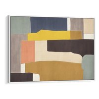 Obraz w ramie 70x50 - Pasy Abstrakcji - kolorowe pasy, plamy koloru - rama biała