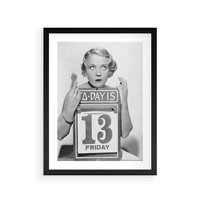 Plakat w ramie 30x40 - Czy to Pech - retro zdjęcie, czarno białe - rama czarna
