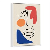 Obraz w ramie 50x70 - Rozbijające Granice Kształtów - abstrakcyjny obraz, przypomina twarz - rama biała