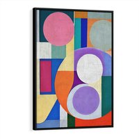 Obraz w ramie 50x70 - Migotliwe Impulsy Dźwięku - różne geometryczne formy, koła - rama czarna