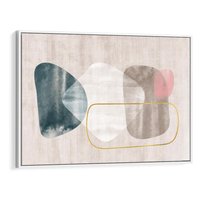 Obraz w ramie 100x70 - Minimalistyczne Plamy Farby - pastelowe geometryczne plamy, akwarela - rama biała