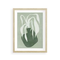 Plakat w ramie 30x40 - Zieleń Pulsującego Spokoju - zielona abstrakcja, zgaszona zieleń - rama drewno