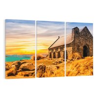 Obraz na płótnie 120x80 - Kościół, Jezioro, Góry - Spokój Ducha - kościół, jezioro