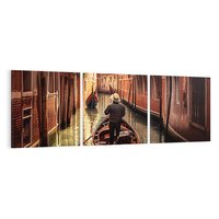 Obraz na płótnie 150x50 - Spokojna Wenecja - gondolier w gondoli, kanały Wenecji