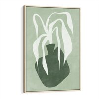 Obraz w ramie 70x100 - Zieleń Pulsującego Spokoju - zielona abstrakcja, zgaszona zieleń - rama drewno