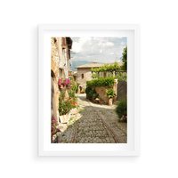 Plakat w ramie 50x70 - Włoskie Uliczki - włoska, uliczka - rama biała
