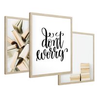 Zestaw obrazy w ramie 40x50 galeria - Książki, czytanie, napisy, typografia - rama drewno