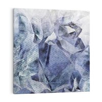 Obraz na płótnie 40x40 - Melodia mgieł i marzeń - abstrakcja w kolorze granatu, przypominająca górę lodową