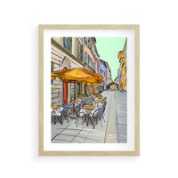 Plakat w ramie 50x70 - Kawiarenkowy Szkic - malowany, szkic - rama drewno