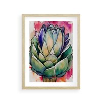 Plakat w ramie 40x50 - Estetyczna Roślina - abstrakcja, akwarela - rama drewno