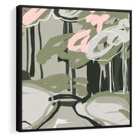 Obraz w ramie 50x50 - Leśny Zakątek - pastelowy krajobraz, nowoczesny plakat - rama czarna
