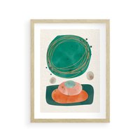 Plakat w ramie 50x70 - Rozmyte Granice - abstrakcyjne plamy, zielony - rama drewno