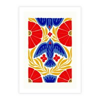 Plakat bez ramy 50x70 - Eklektyczny Majestat - wyrazista grafika, mocne kolory czerwień niebieski żółty