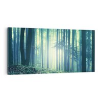 Obraz na płótnie 100x50 - Mistyczny las w mgle - las, mgła