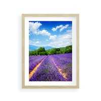 Plakat w ramie 40x50 - Prowansalska Lawenda - lawenda, prowansja - rama drewno
