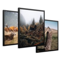 Zestaw obrazy w ramie 30x40 galeria - Góry, jelenie, skandynawski, las - rama czarna