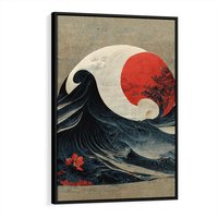 Obraz w ramie 50x70 - Requiem dla marzeń - sztuka japońska, fale oceanu - rama czarna