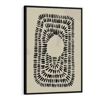 Obraz w ramie 70x100 - Zaklęte Wnętrza - boho plakat, czarne kropki kreski - rama czarna