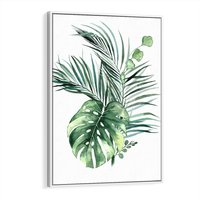 Obraz w ramie 80x120 - Przyjemność Złotej Natury - złote, liście - rama biała