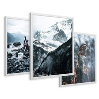 Zestaw obrazy w ramie 40x50 galeria - Zima, góry, suche, trawy, boho - rama biała