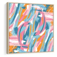 Obraz w ramie 80x80 - Refleksje w krainie abstrakcji - abstrakcja, energiczne pociągnięcia pędzla - rama drewno