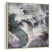 Obraz w ramie 50x50 - Nocne opowieści w barwach - typografia, abstrakcja - rama drewno