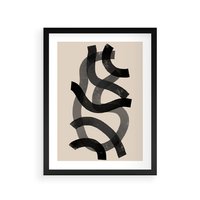 Plakat w ramie 40x50 - Strukturalne Odbicia Innowacji - zaplątane minimalistyczne linie, na bezowym tle - rama czarna