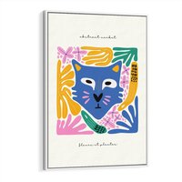 Obraz w ramie 70x100 - Kolorowe Spektrum - abstrakcyjny plakat, niebieski kot - rama biała