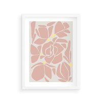 Plakat w ramie 50x70 - Rozplątane Akwarelowe Formy - abstrakcyjne boho kwiaty, kompozycja - rama biała